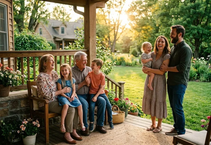 Multi-generational family sharing a warm moment at home